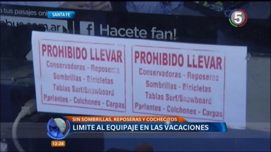 Límite al equipaje en las vacaciones: sin sombrillas, reposeras y cochecitos en los colectivos