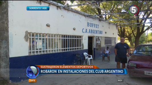 Robaron elementos deportivos de las instalaciones del Club Argentino