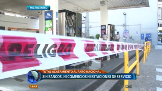 Paro general: microcentro sin bancos, comercios ni estaciones de servicio