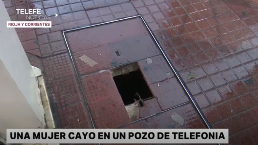 Una mujer cayó en un pozo de telefonía
