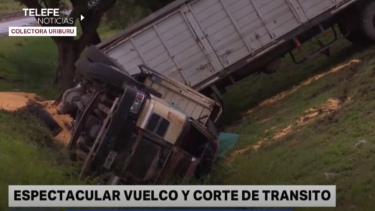 Un camionero perdió el control y volcó en el Acceso Sur