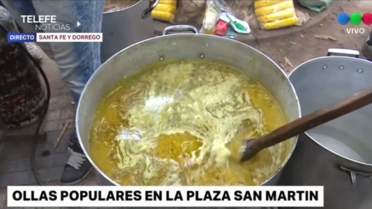 Ollas populares y acampe en plaza San Martín por la emergencia alimentaria