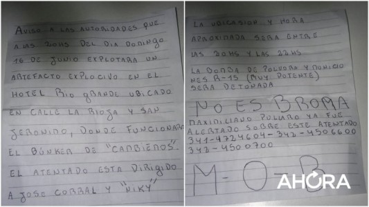 Nueva amenaza de bomba al búnker de Corral en Santa Fe