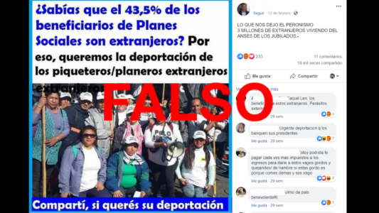 Es falso que casi la mitad de los beneficiarios de programas sociales sean extranjeros