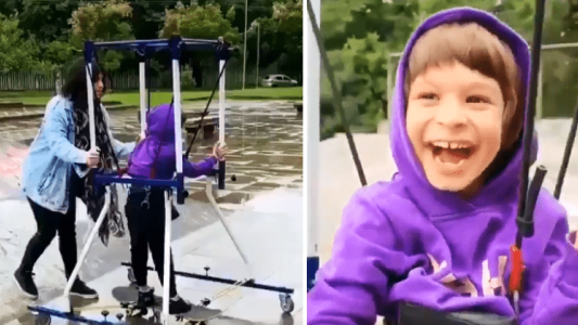 Un niño con parálisis cerebral cumplió su sueño de andar en skate