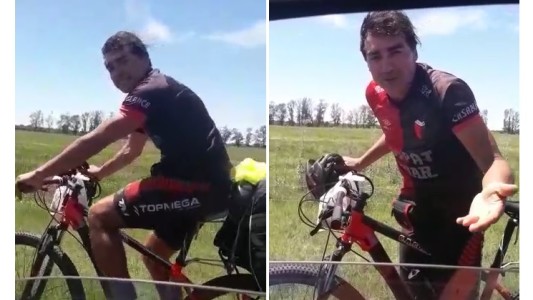 Partió en bici hacia Asunción con el objetivo de ver campeón a Colón