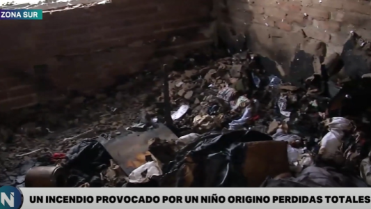 Un incendio provocado por un niño originó perdidas totales