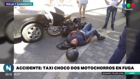 Delincuentes en fuga: un taxista chocó a dos personas que huían en moto