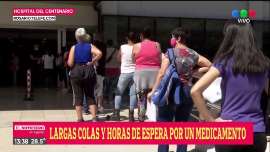 Largas filas para recibir medicamentos en el Centenario