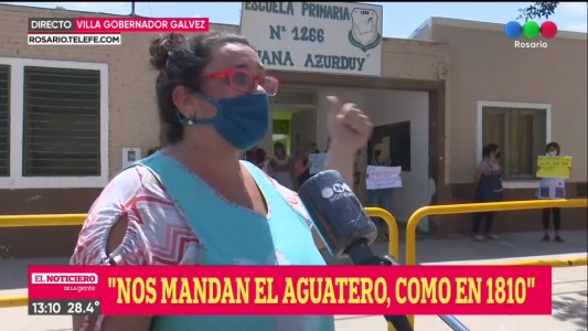 Sentada y reclamo por una escuela sin agua de red y sin aulas