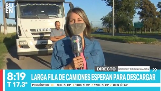 Extensa fila de camiones en Circunvalación y Uriburu