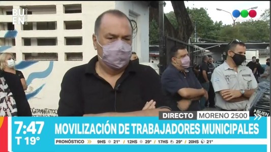 Movilización de trabajadores municipales en reclamo de ser vacunados contra el Covid-19