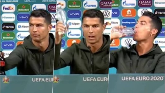 "¡Tomen agua!": Cristiano Ronaldo sacó las botellas de gaseosa de una conferencia de prensa