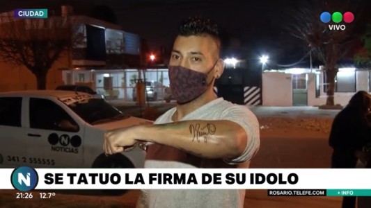 Le pidió un autógrafo a Di María para luego tatuárselo en la piel