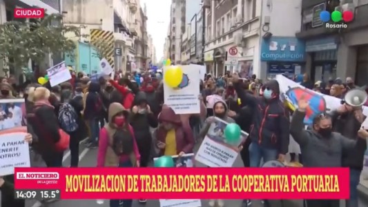 Movilización de trabajadores portuarios que apoyan a Herme Juárez