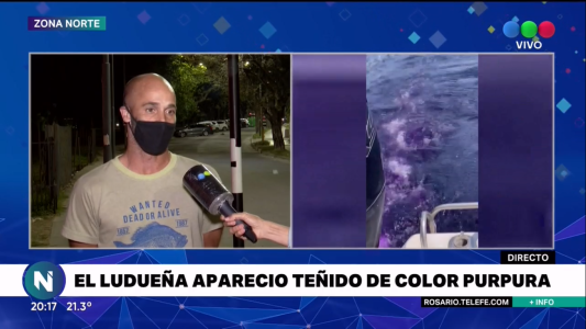 El arroyo Ludueña apareció teñido de un misterioso color violeta