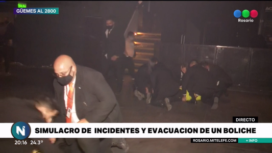 Simulacro de evacuación en un boliche del corazón de Pichincha