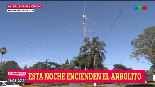 Todo listo para el encendido del arbolito de Navidad de Oroño y Pellegrini