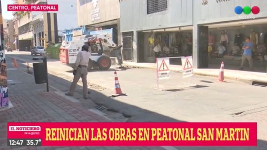 Peatonal San Martín: comienzan los trabajos en el cruce con calle San Luis