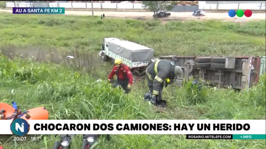 Chocaron dos camiones en la Autopista a Santa Fe: hay un herido