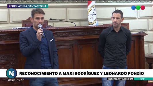 Maxi Rodríguez y Leo Ponzio, reconocidos por la Legislatura de Santa Fe