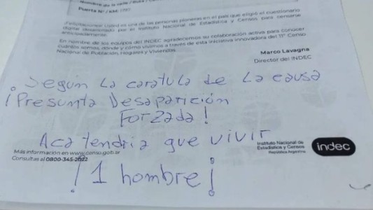 "Acá tendría que vivir un hombre": la nota que dejó el hijo de Julio López al censista