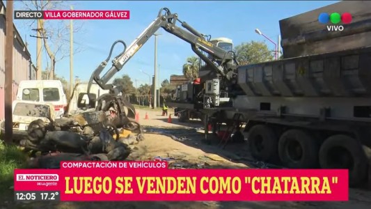 Compactan 1400 motos y 30 autos en Villa Gobernador Gálvez