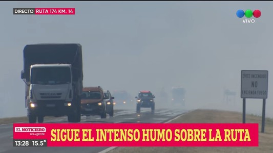 Continúa el intenso humo sobre la ruta que une Rosario y Victoria