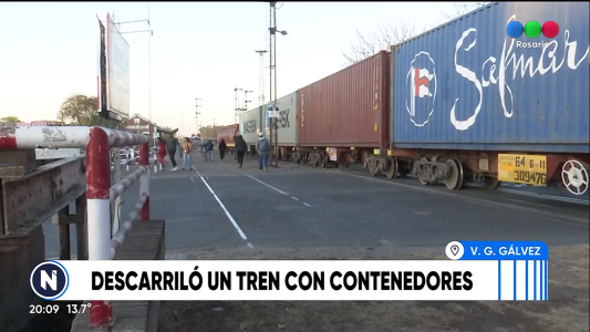 VGG: descarriló un tren con contenedores