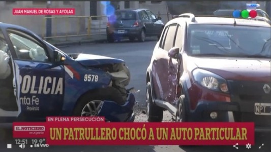 Choque entre un auto particular y un patrullero en zona sur