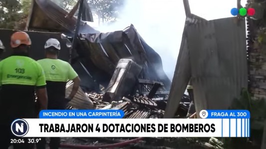 Pérdidas materiales totales por el incendio de una carpintería