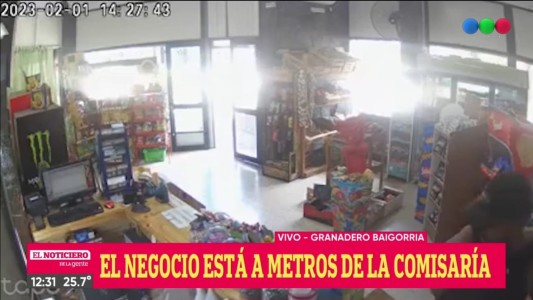 Granadero Baigorria: a punta de pistola robó dinero de un local y quedó filmado