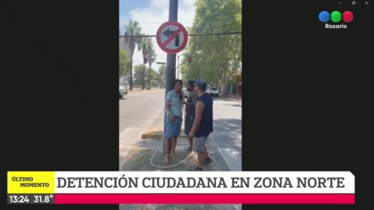 Detención ciudadana: quiso robar y lo ataron a un poste de luz