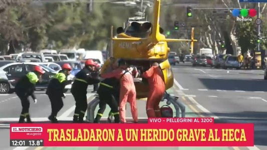 Trasladaron de urgencia a un hombre en helicóptero sanitario por accidente de tránsito en Ruta 18  y AO12