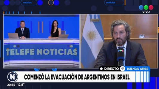 Cafiero en Telefe Noticias: "Hay 1400 argentinos que piden ser repatriados desde Israel"