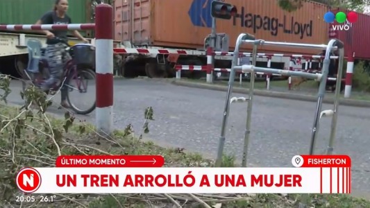 Video: un tren atropelló a una anciana que se movilizaba con andador