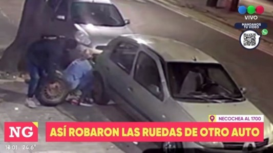 Volvieron los "roba ruedas" y quedaron filmados a cara descubierta