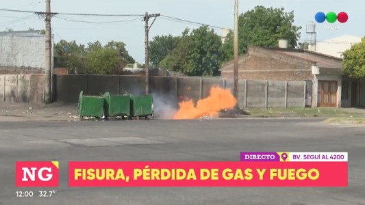 Pérdida de gas y fuego en zona oeste