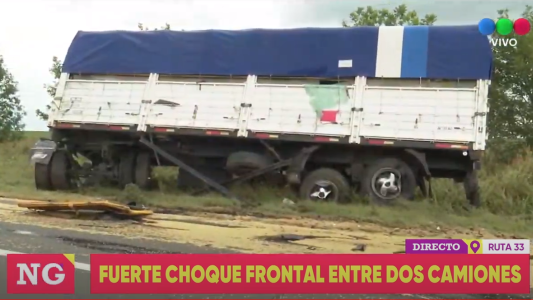 Impactante choque entre dos camiones en al ruta 33 y la A012