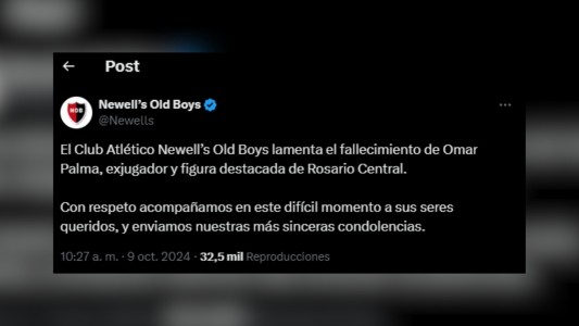 El pésame de Newell´s por el fallecimiento de Omar Palma