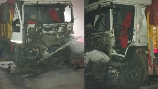 Choque violento entre camiones en la autopista deja un herido grave