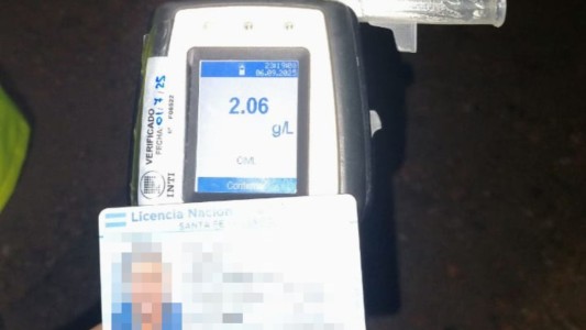 Un conductor registró 2,06 gramos de alcohol en sangre