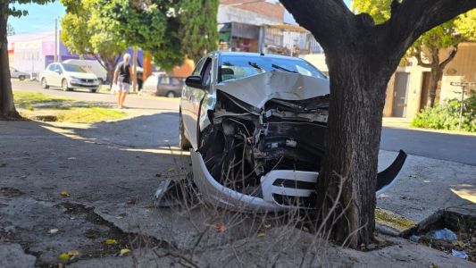 Un auto perdió el control, chocó una distribuidora y terminó contra un árbol