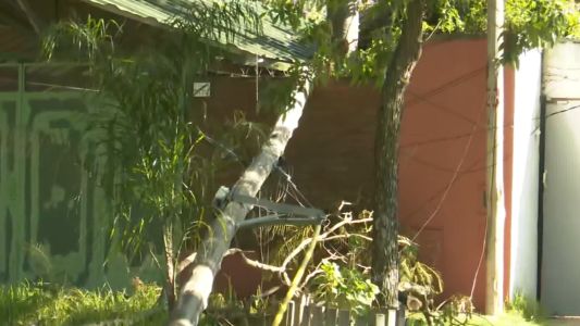 Una columna cayó sobre el tapial de una vivienda