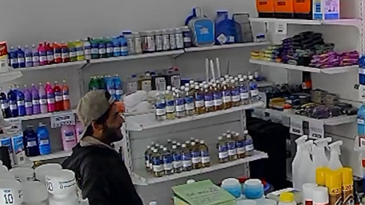 Robo hormiga en un local de productos de limpieza