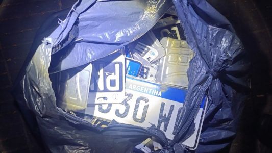 Detuvieron a un joven con más de 30 patentes robadas en una bolsa