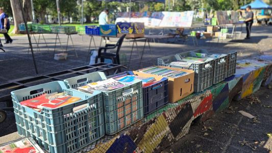 Libros gratis en la Plaza Sarmiento: regalan ejemplares que llevaban años guardados