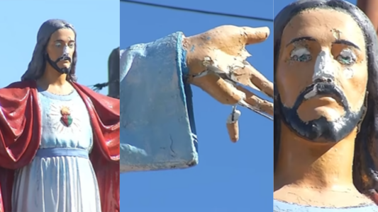 Villa Gobernador Gálvez: atacaron con un martillo la estatua del Cristo