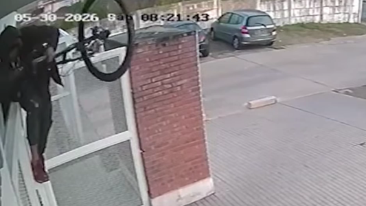 Trepó un portón, saltó y robó una bicicleta en Rosario