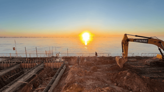 La obra del muelle de la Terminal Fluvial de Rosario ya superó el 60% de avance